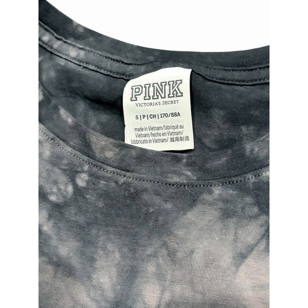 PINK Victoria's Secret Black Gray Tie Dye Cotton Sleeveless Tank Dress Ruched S - Picture 6 of 8